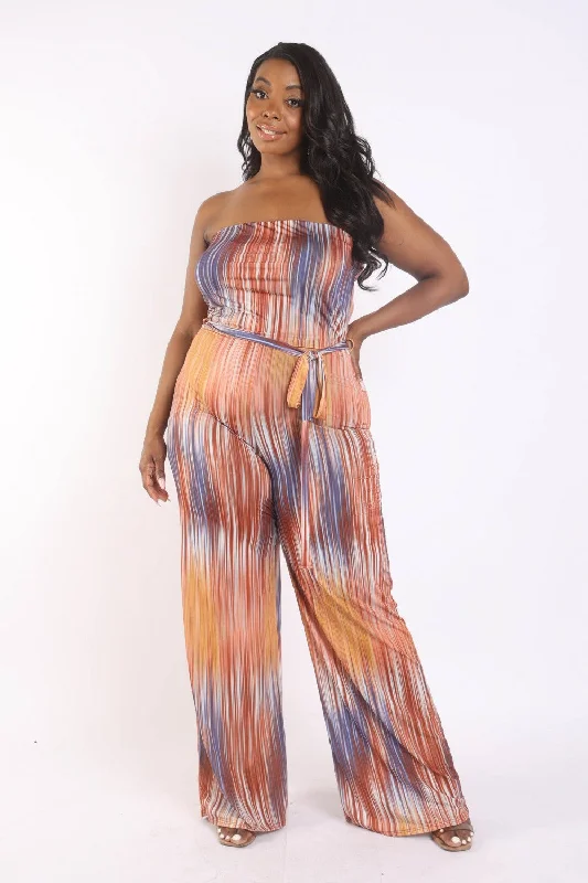 Printed Tube Jumpsuit With Self Belt Smocked floral dresses