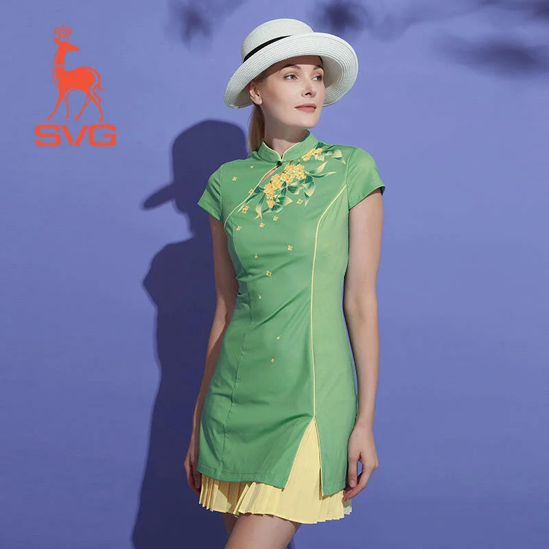 SVG Printed Golf Cheongsam Dress Best floral dresses for petites