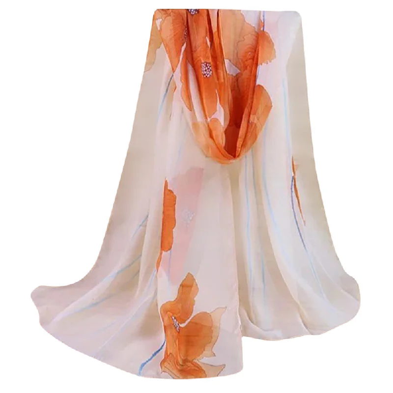 Feitong Brand Chiffon Scarf Women Lady Floral Prints Fashion Shawl 135cm-175cm Long scarves Female scarves Pashmina Maxi Skirt Glam