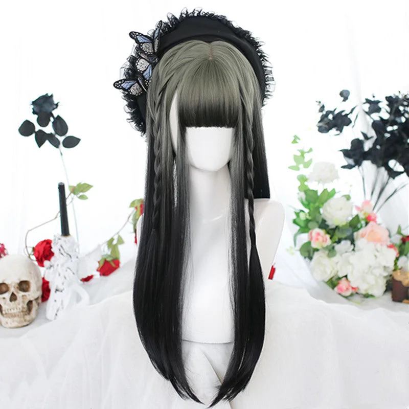 Harajuku Gradient Long Straight Wig YV43744 Floral A-line Skirt