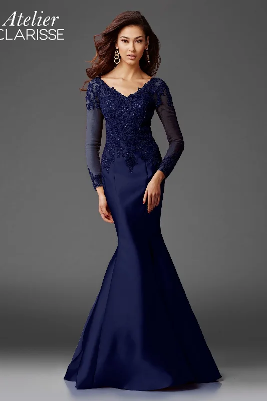 Clarisse -M6436 Lace Applique Trumpet Prom Dress Lace Cocktail Gown