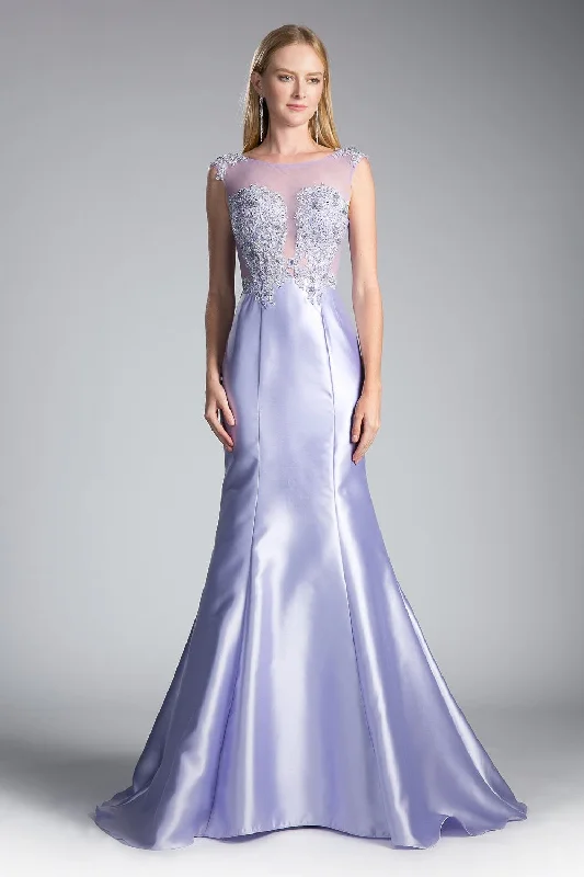 Fitted Mikado Mermaid Gown With Beaded Lace Bodice And Illusion Closed Back by Cinderella Divine -8984A Lace Dress Appeal