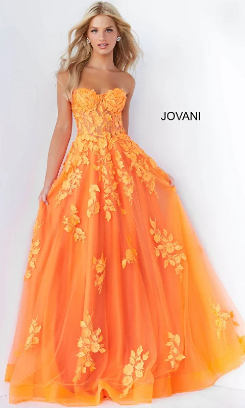 Jovani Strapless Long Lace A-Line Prom Dress 07901 Lace Dress Fit