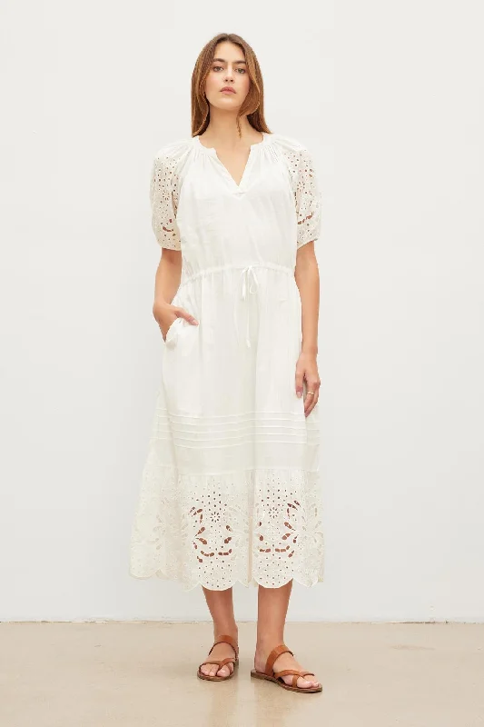 NADIA EMBROIDERED COTTON LACE DRESS Vintage Lace Gown