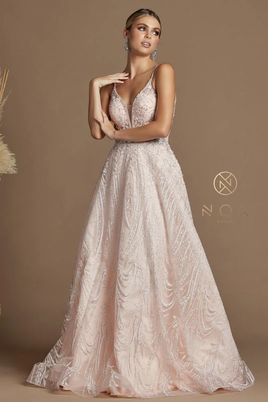 Nox Anabel T1009: Captivating Lace and Embellished Long Dress for Formal Occasions Lace Dress Trend