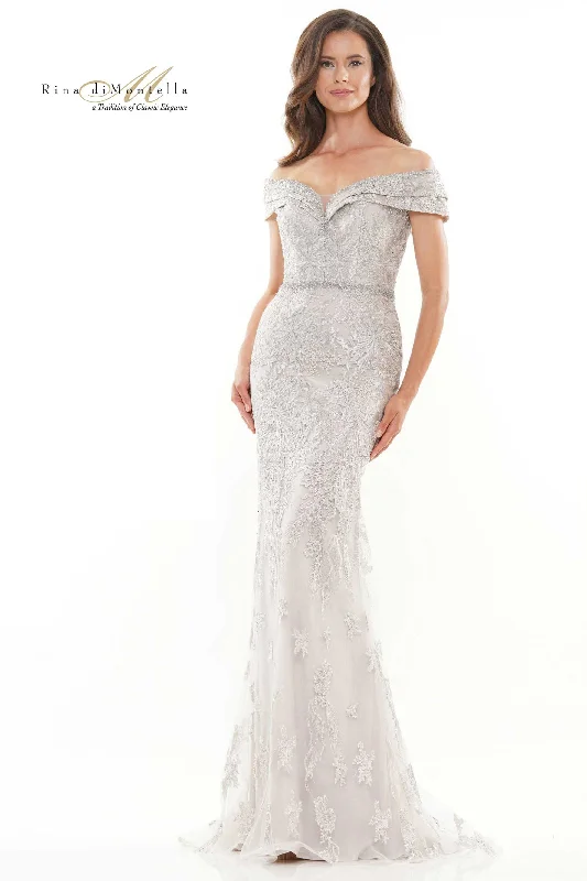 Rina Di Montella Beaded Lace Mermaid Gown -RD2737 Lace Dress Design