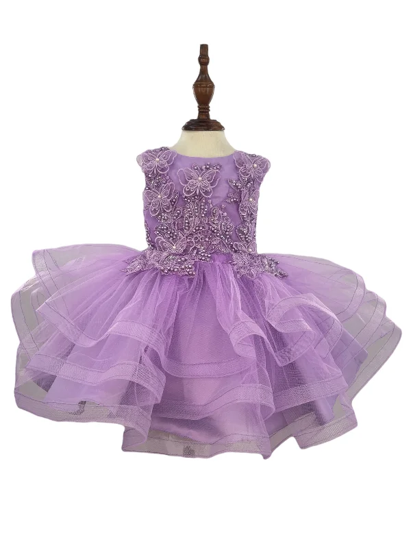 Baby Girls Butterfly Sequin Tulle Layered Skirt Flower Girl Dress 3-24M Sequin Maxi Dress