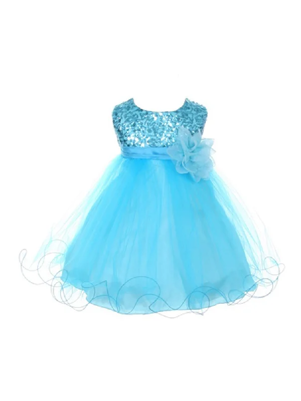 Baby Girls Sequin Illusion Tulle Flower Girl Dress 6-24M Sequin Dress Casual