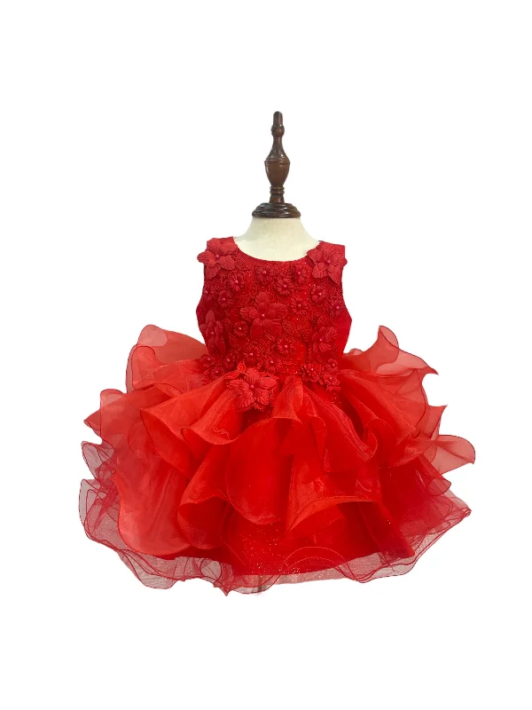 Baby Pearl Sequin Multi Layered Tulle Flower Girl Dress 3-24M Sequin Detail Dress