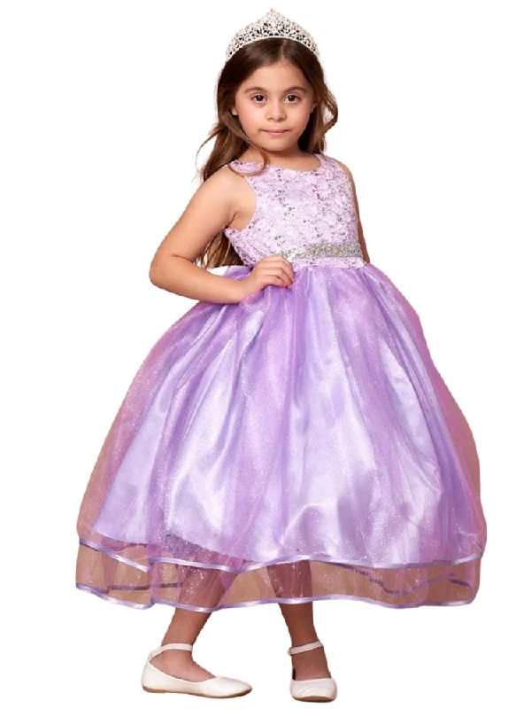 Big Girls Lilac Lace Sequin Belt Glitter Tulle Junior Bridesmaid Dress 8-16 Gold Sequin Dress