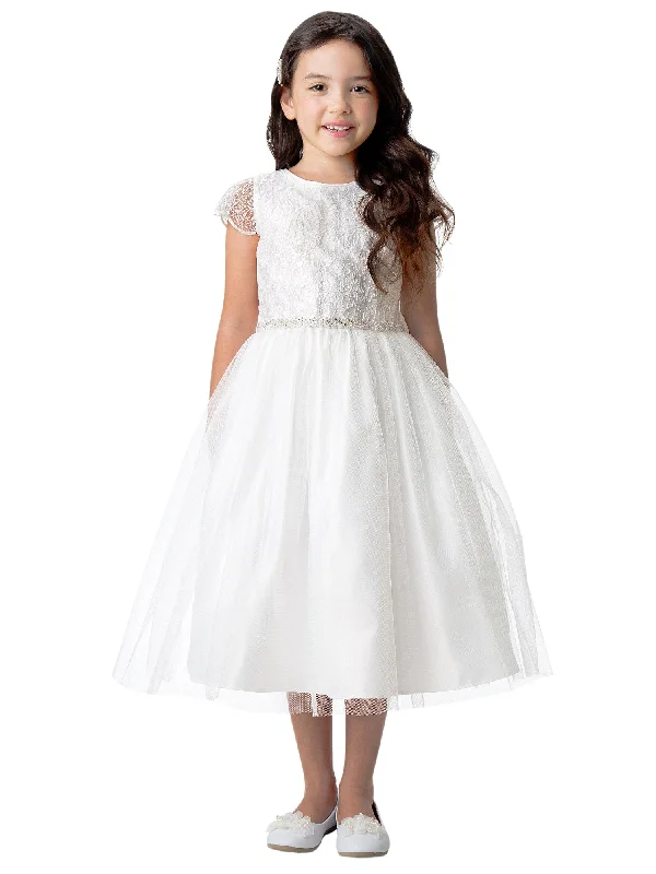 Big Girls Off White Cord Sequin Embroidered Lace Junior Bridesmaid Dress 7-16 Sexy Sequin Dress