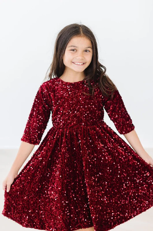 Cranberry Red Velvet Sequin Dress Lush Sequin Dress