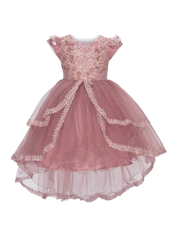 Girls Multi Color Lala & Erina Sequin Lace High Low Flower Girl Dress 2-12 Classy Sequin Dress