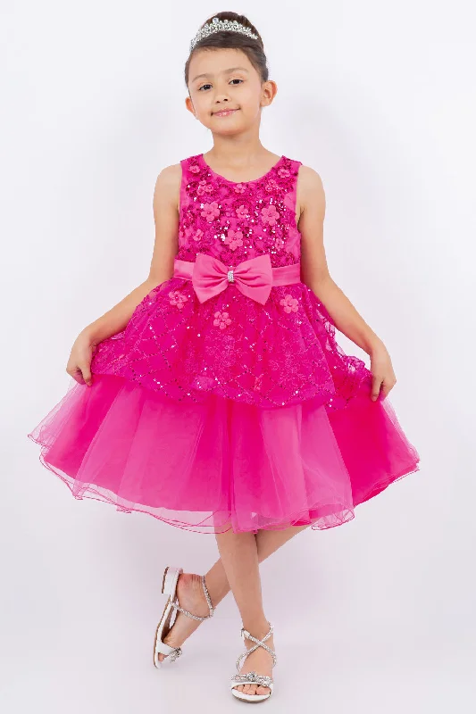 Girls Multi Color Lala & Erina Sequin Ribbon Adorned Flower Girl Dress 2-12 Colorful Sequin Dress