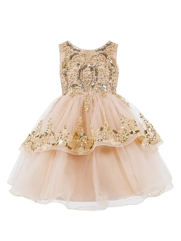 Girls Multi Color Lala & Erina Sleeveless Sequin Lace Flower Girl Dress 2-12 Sequin Cocktail Gown