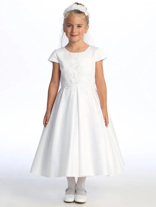 Girls Sequin Embroidered Tulle Satin Communion Dress 6-12 Sexy Sequined Dress