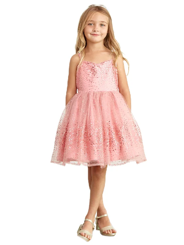 Little Girls Mauve Spaghetti Strap Sequin Tulle Flower Girl Dress 2-6 Glamorous Sequin Dress