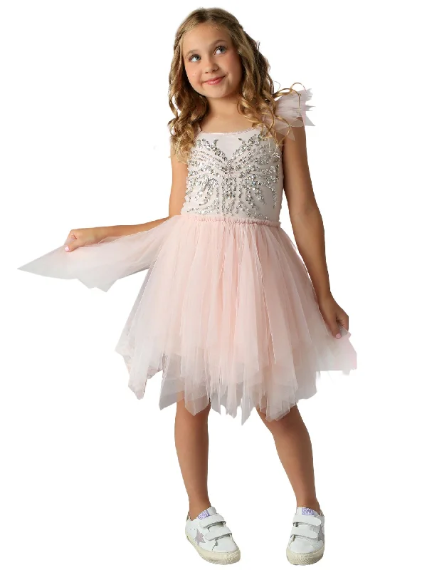 Blush Pixie Dress with Sequin Butterfly Top and Tulle Skirt, Sizes 18M-10 Short Sequin Dress