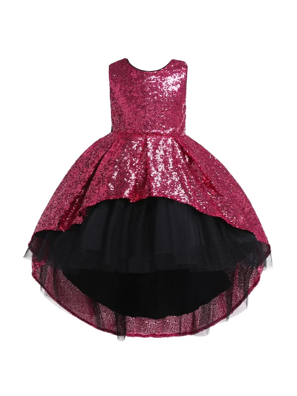 Girls Multi Color Sequin Hi-Low Skirt Tulle Christmas Dress 3-10 Sleek Sequin Dress