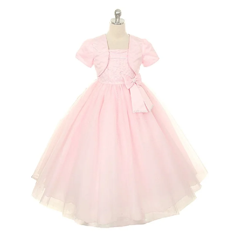 Pink Sequin Rhinestone Flower Girl Dress Little Girls 2T-8 All-Over Sequin Dress