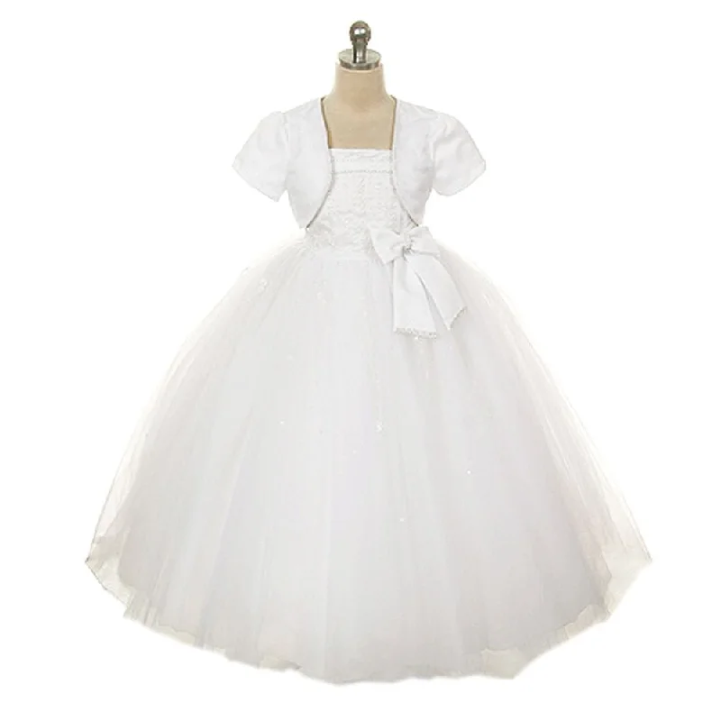 White Sequin Rhinestone Flower Girl Dress Little Girls 2T-16 Sequin Dress Night