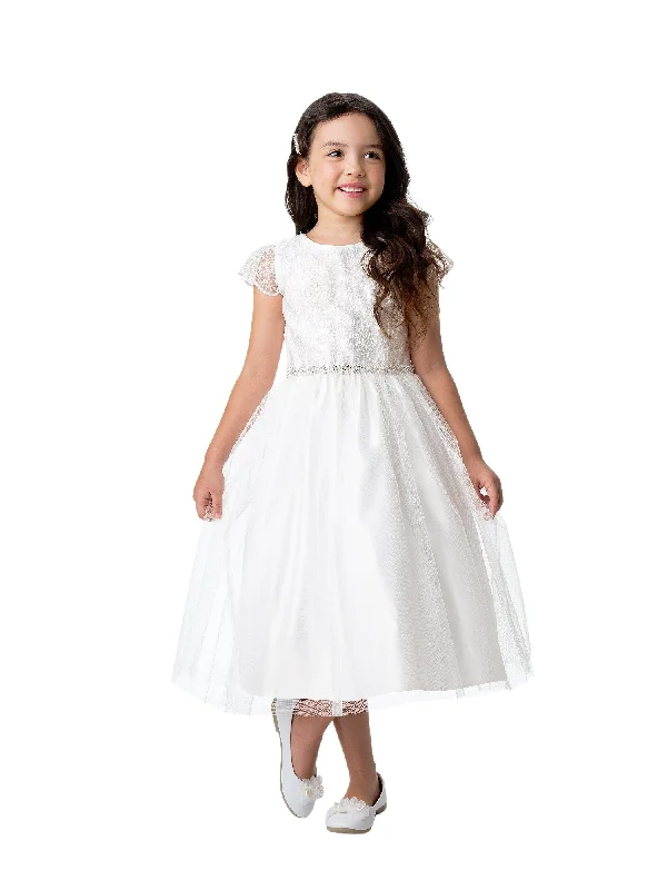 Girls Multi Color Sequin Lace Scalloped Sleeve Easter Dress 2-16 Sequin Dress Trendy