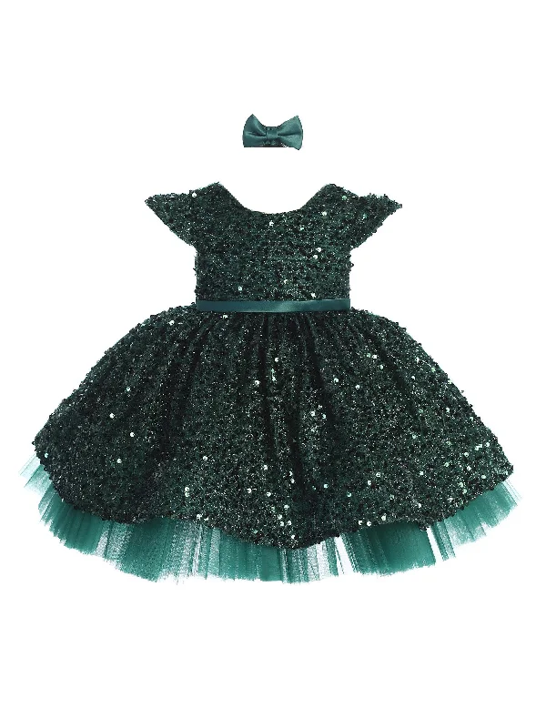 Baby Girls Multi Color Soft Sequin Adorned Flower Girl Dress 6-24M Sequin Backless Dress