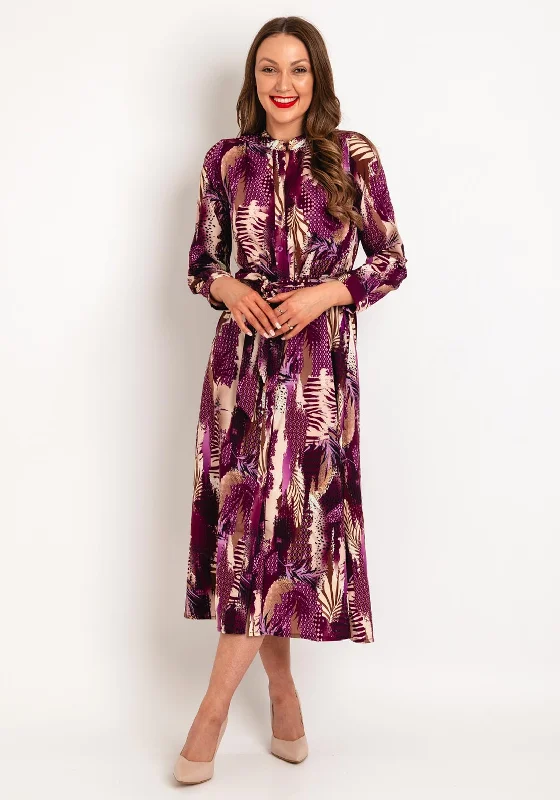 Kate & Pippa Capri Multi Print Midi Dress, Plum Wraparound Midi Skirt