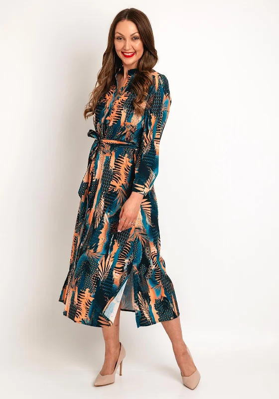 Kate & Pippa Capri Multi Print Midi Dress, Multi Pleated Floral Midi