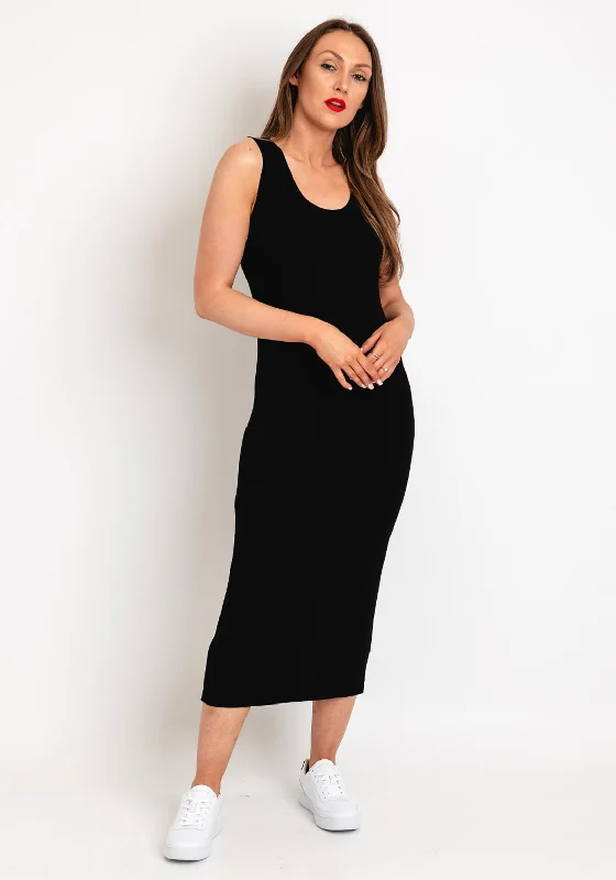 Natalia Collection One Size Basic Jersey Midi Dress, Black Floral A-line Skirt