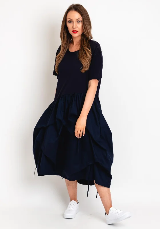 Natalia Collection One Size Taffeta Skirt Midi Dress, Navy Casual Midi Look