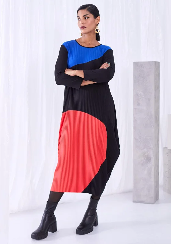 Ora Colour Block Pleated Midi Dress, Multi Midi Skirt Set