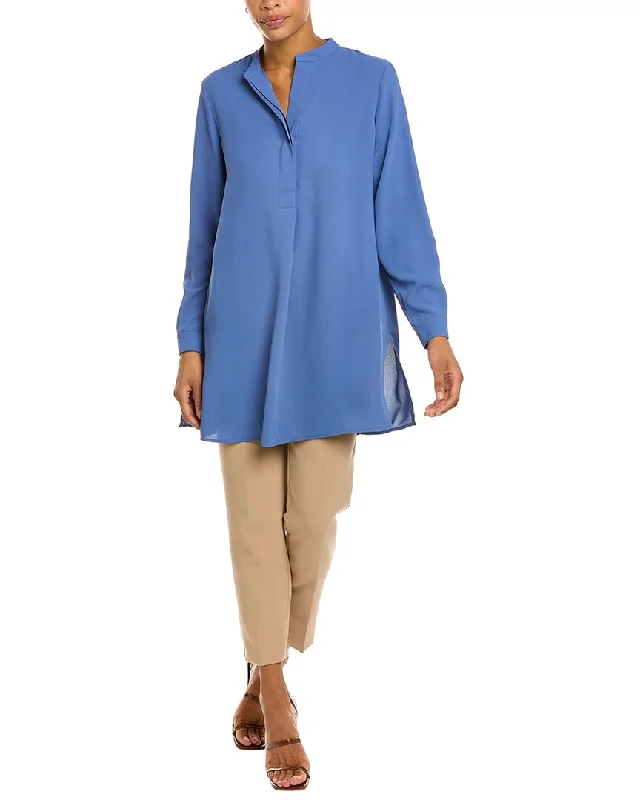 Anne Klein Crepe Tunic Shirtdress Button Front Shirt