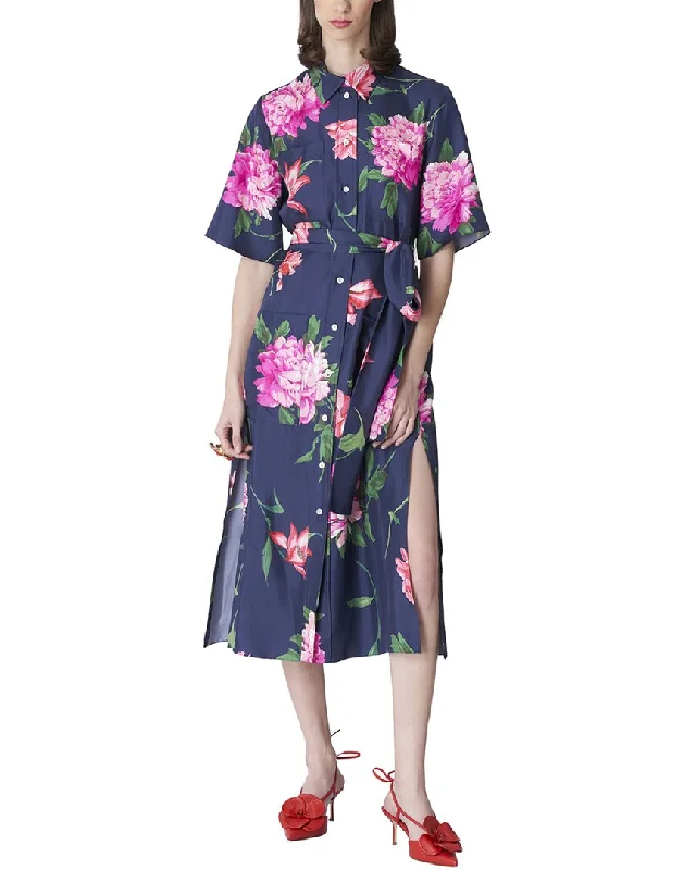 Carolina Herrera Silk Shirtdress Ruffled Shirt Dress