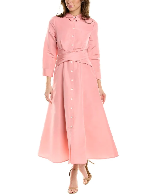 Carolina Herrera Silk Trench Shirtdress Short Sleeve Shirt Dress