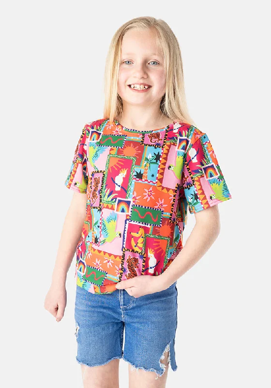 Children's Jungle Patchwork Print T-Shirt (Lani) Stylish Shirt Dress