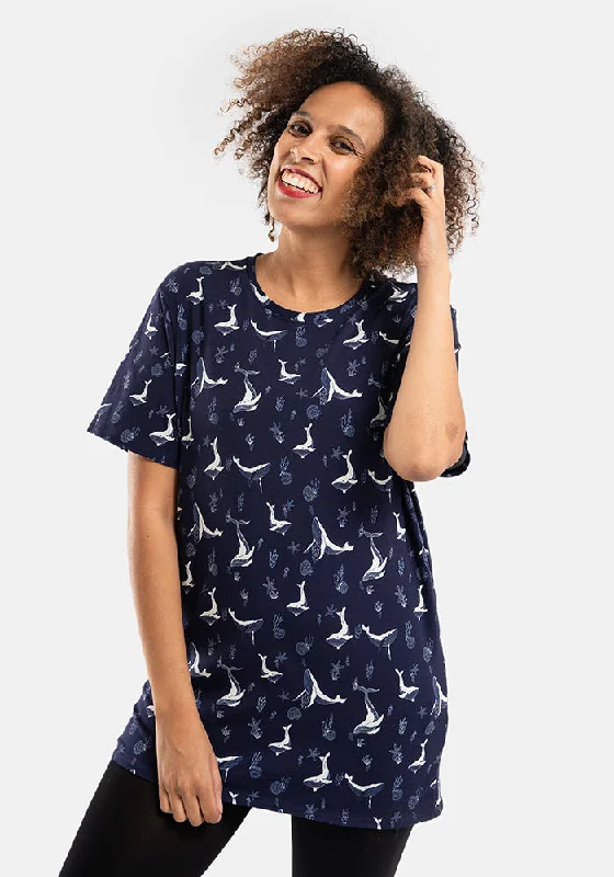 Keiko Whales Print Unisex Cotton Adults T-Shirt Soft Shirt Dress