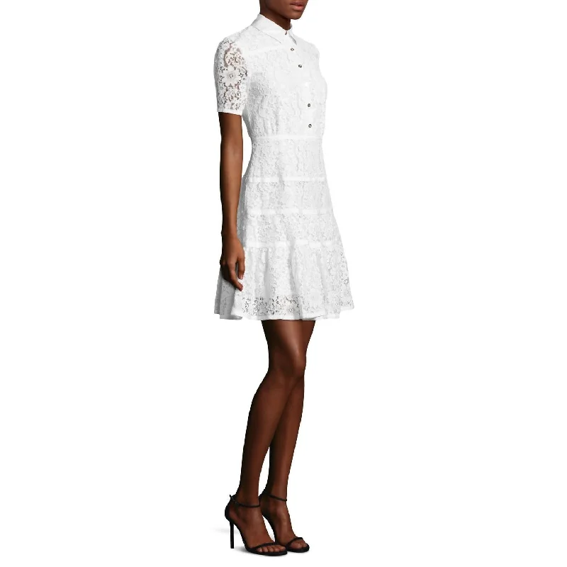 Meadow Lace Shirtdress In Magnolia White Long Shirt Dress